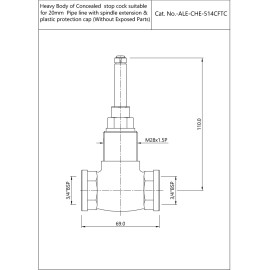 Heavy body of concealed stop cock suitable for 20mm Pipe line